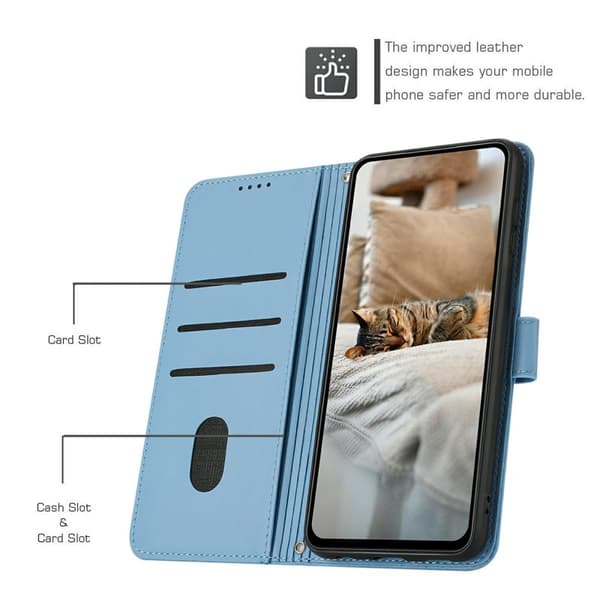 Plånboksfodral för Samsung Galaxy S26 Plus Konstläder med rem - Blå