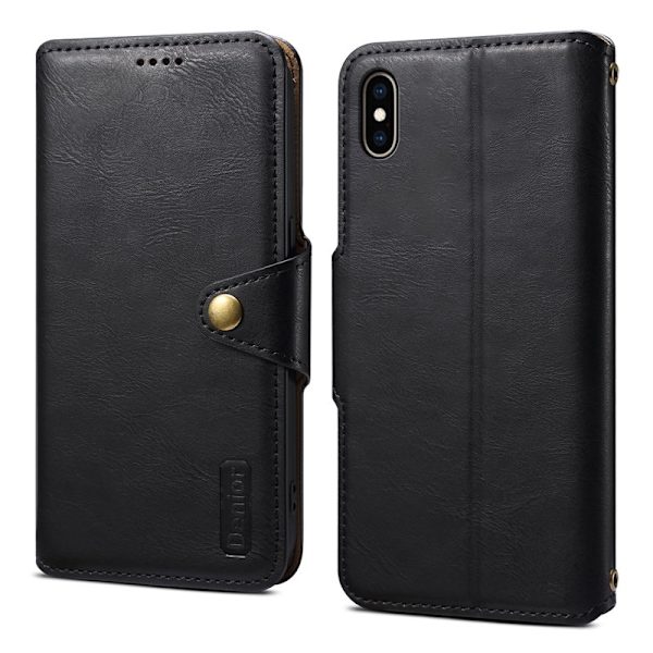 DENIOR iPhone XS Max Plånboksfodral Konstläder Svart