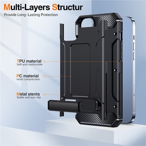 Mobilskal till iPhone 14 Plus Kickstand Shockproof - Svart Svart