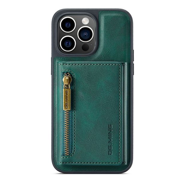DG.MING iPhone 15 Pro Max Konstläder Plånboksfodral Grön