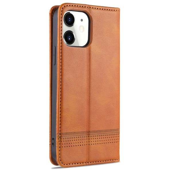 AZNS iPhone 13 Plånboksfodral Konstläder, Stötabsorberande - Brun