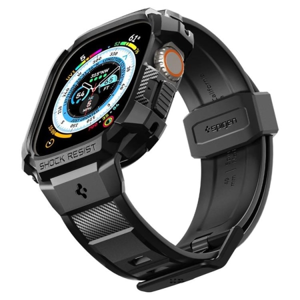 Spigen Apple Watch Ultra (49mm) -ranneke Rugged Armor Pro - Musta