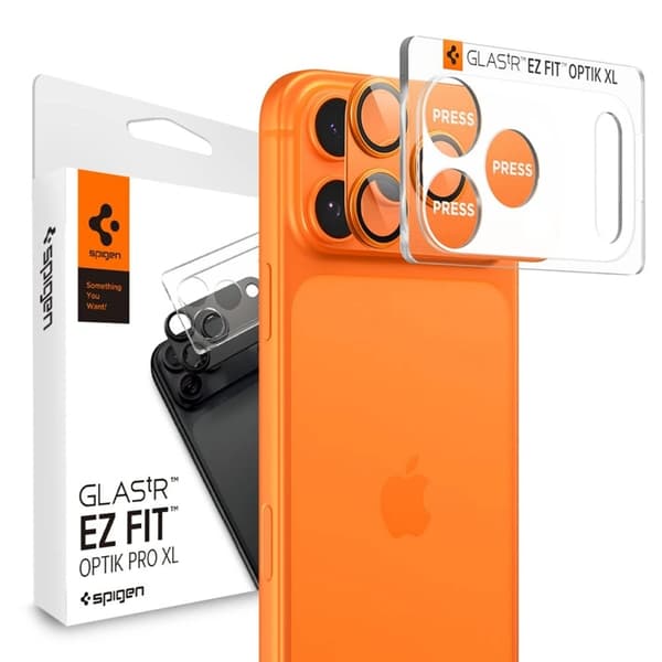 Spigen iPhone 17 Pro Härdat Glas Kameraskydd EZ Fit - Orange Orange