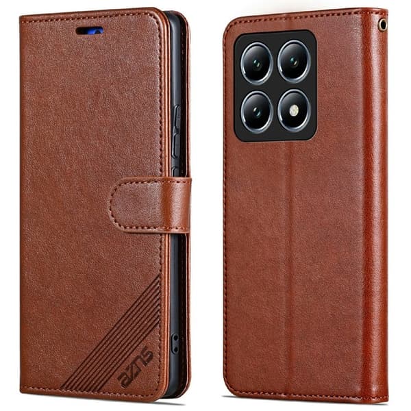AZNS Xiaomi 14T Plånboksfodral Anti-Scratch Konstläder - Brun