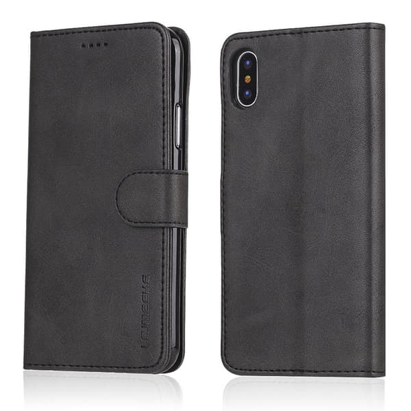 LC.IMEEKE Stand Plånboksfodral för iPhone X - Konstläder - Svart