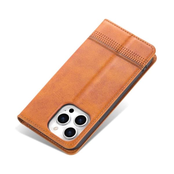 AZNS iPhone 14 Pro Plånboksfodral Konstläder - Anti-fall - Brun