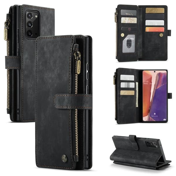CASEME Konstläder Plånboksfodral för Samsung Galaxy Note20 - Svart