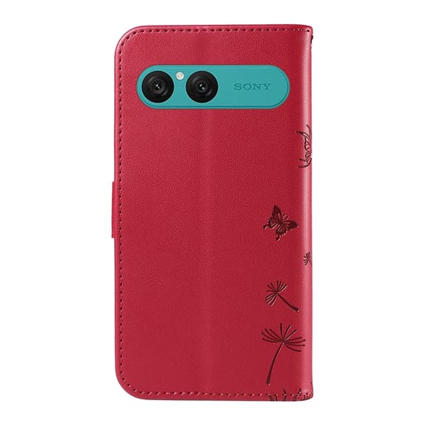 Sony Xperia 10 VII Plånboksfodral Strap Dandelion Konstläder - Röd Röd