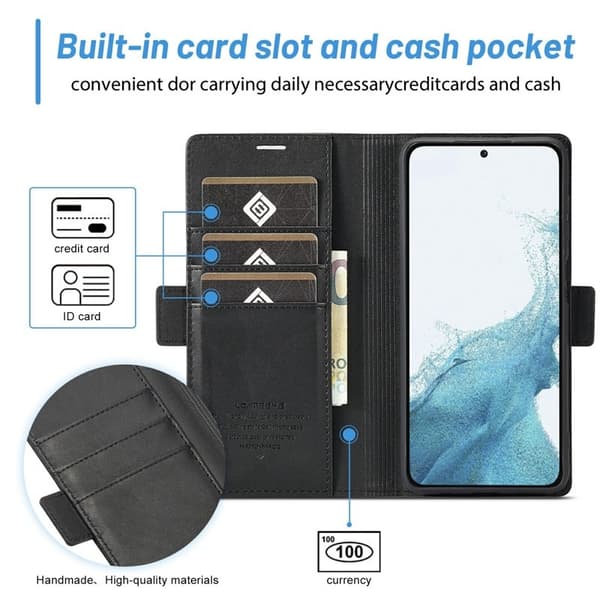 LC.IMEEKE Samsung Galaxy S23 FE Konstläder Plånboksfodral Magnetisk - Svart
