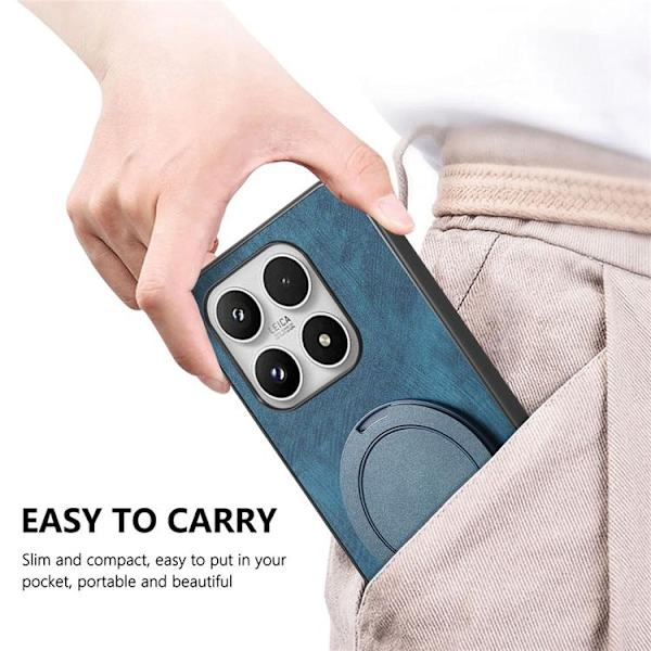 Mobilskal för Xiaomi 17 Retro Läder Rotating Kickstand Blå