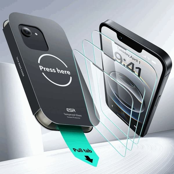 ESR [2-Pack] iPhone 13/13 Pro/14/16e Härdat Glas Skärmskydd Transparent