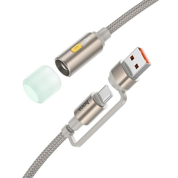 Hoco LED lys til USB-A/USB-C kabeladapter UA38C - Guld Guld