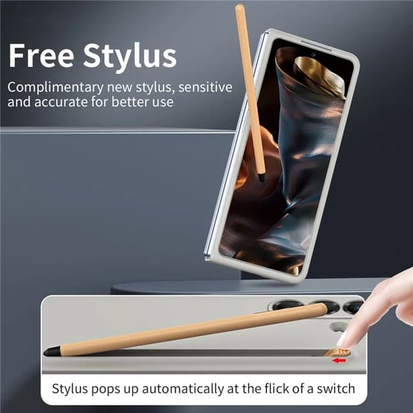 Mobilskal till Galaxy Z Fold 7 5G Med Stylus Hård PC - Ljusgrå Grå