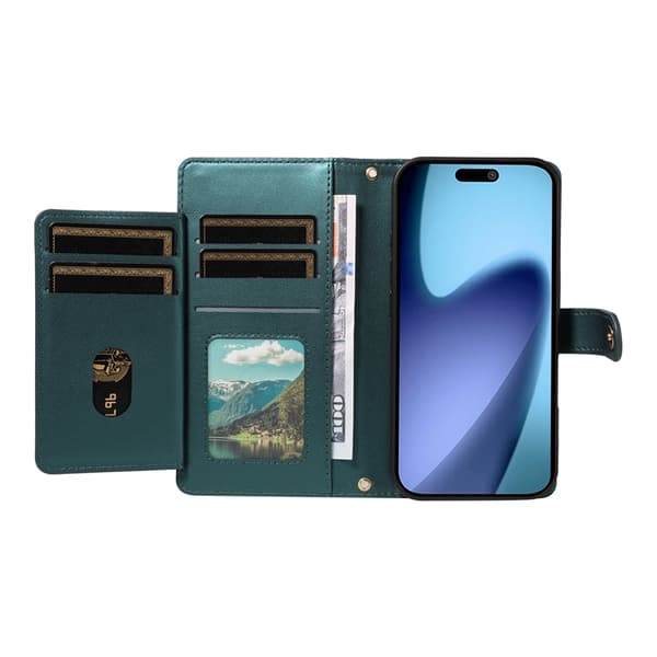 iPhone Air Plånboksfodral Rhombus Läder - Svartgrön Grön