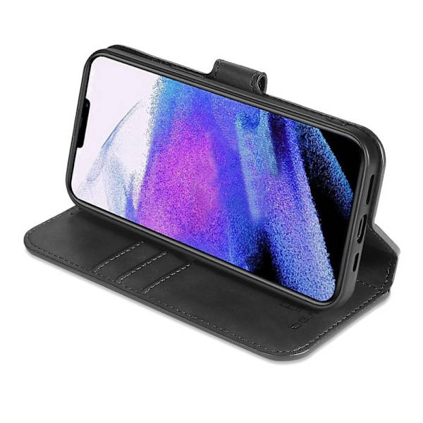 DG.MING iPhone 14 Pro Max Konstläder Plånboksfodral Retro Stil Magnetisk Svart