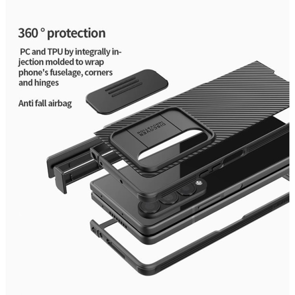 Nillkin Galaxy Z Fold 4 Skal CamShield Pro Kicksatand - Svart