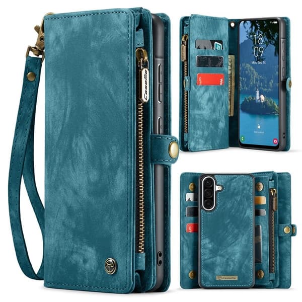 CASEME 008 Konstläder Plånboksfodral för Samsung Galaxy A17 5G/4G - Blå