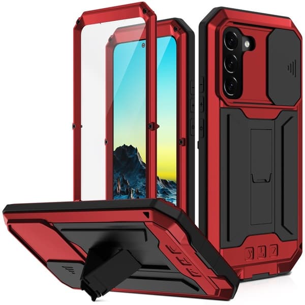 R-JUST Mobilskal till Galaxy S22 5G Metall+Silicone Röd