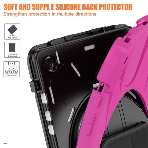 Mobilskal till Galaxy Tab A9 Plus Silikon Rotary Kickstand Rosa