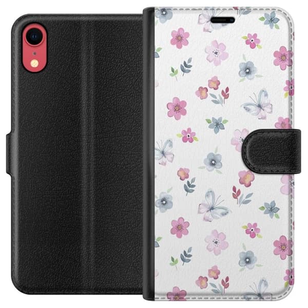 Plånboksfodral till Apple iPhone XR med Blommor och fjärillar