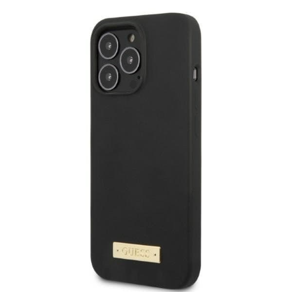 Guess iPhone 13 Pro Max Skal MagSafe Silicone Logo Plate - Sort Black