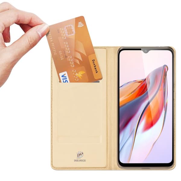 DUX DUCIS Skin Pro Redmi 11A/Redmi 12C/Poco C55 Plånboksfodral PU Läder Guld