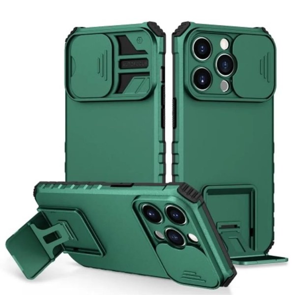 iPhone 15 Pro Mobilskal TPU Kickstand - Grön