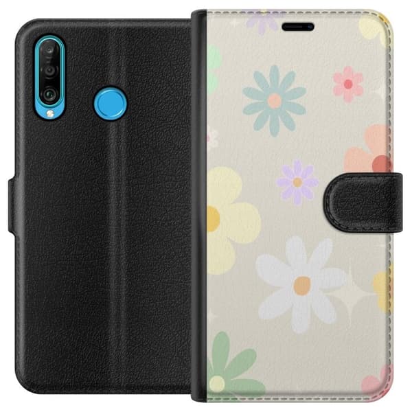 Plånboksfodral till Huawei P30 lite med fejdande blommor