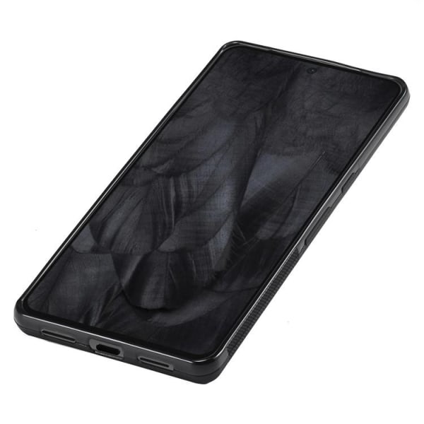 LC.imeeke Google Pixel 8 Mobile Case Carbon Fiber PU Leather - musta