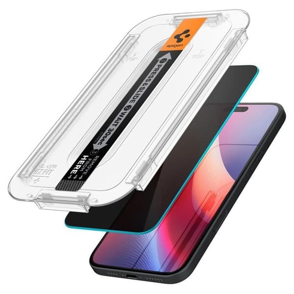 [2-Pack] Spigen iPhone 15 Karkaistu lasi Näytönsuoja Privacy Black