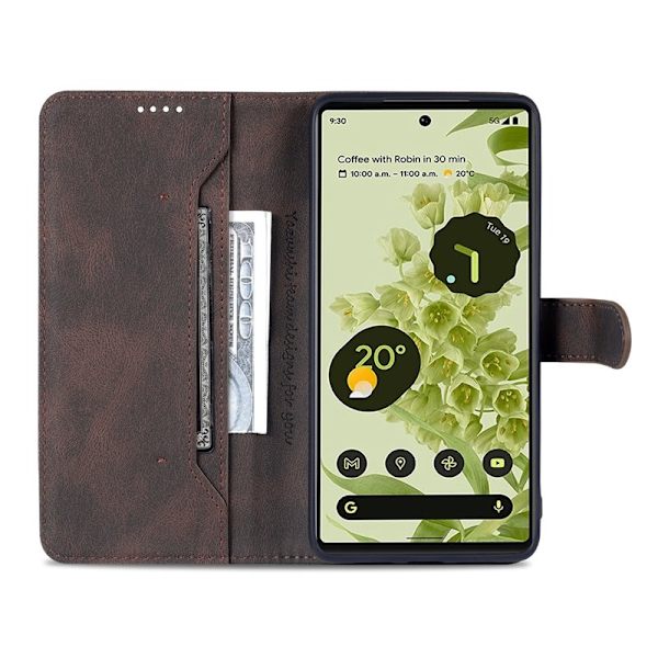 AZNS Google Pixel 6 Pro Plånboksfodral TPU+Konstläder - Brun