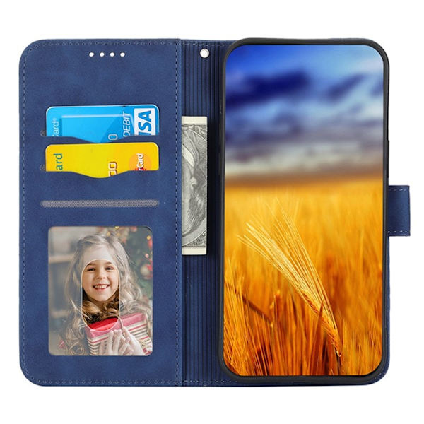 DIERFENG DF-03 Plånboksfodral i Konstläder för iPhone 15 Plus - Blå