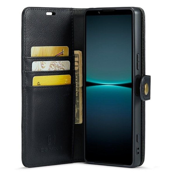 DG.MING Sony Xperia 1 V Plånboksfodral Äkta Läder 2in1 - Svart Svart
