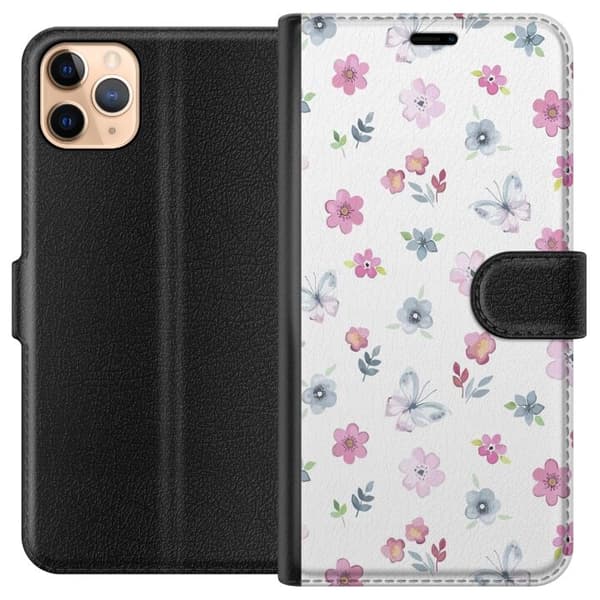 Pung Taske til Apple iPhone 11 Pro Max med blomster og sommerfugle