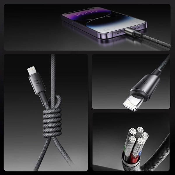 Joyroom S-A50 3A USB-C - Lightning Kabel 60W 1.2m - Grå Grå