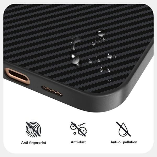 ABEEL Mobilskal till iPhone 16 MagSafe Carbon Fiber Texture Svart