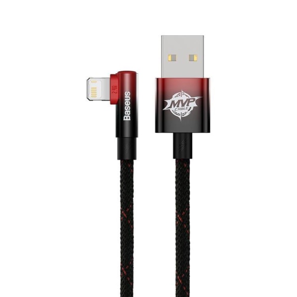Baseus Elbow USB Till Lightning Kabel 1m - Svart/Röd