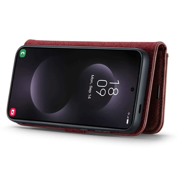 DG.MING Samsung Galaxy S25 Edge Plånboksfodral Äkta läder Röd