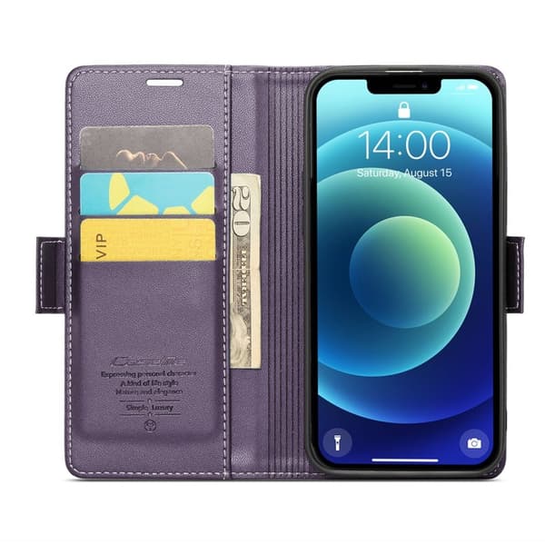 CASEME Plånboksfodral Konstläder för iPhone 12/12 Pro - Lila