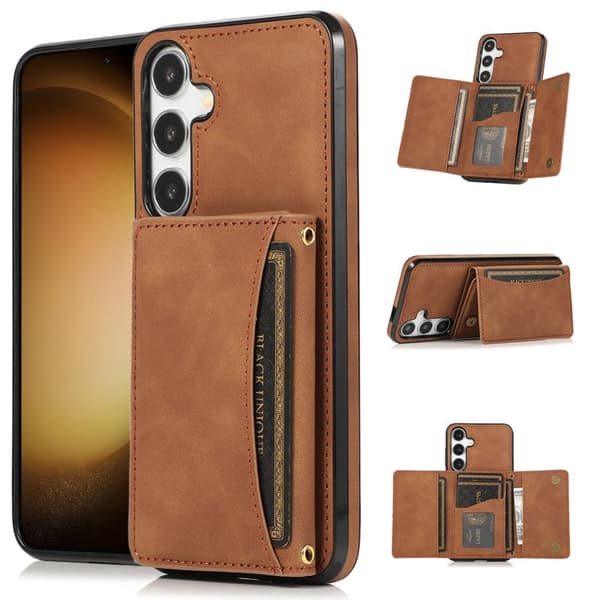Plånboksfodral för Samsung Galaxy S26 Plus Tri-Fold Kickstand PU - Brun