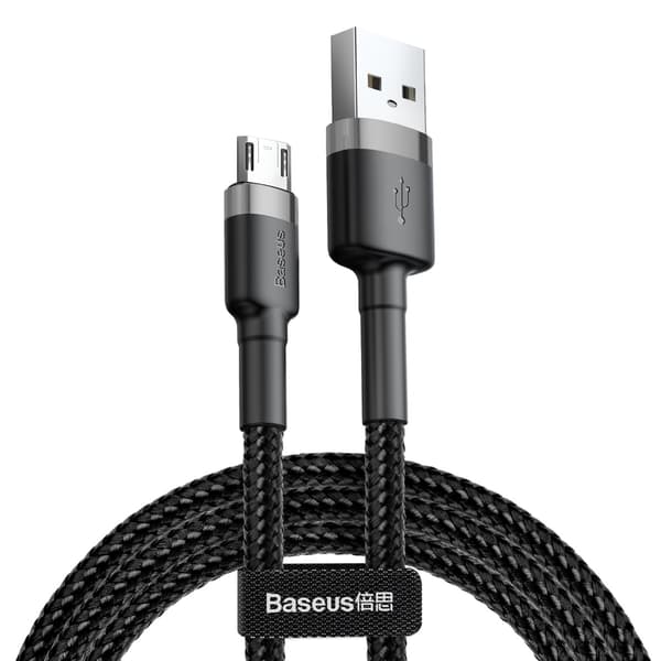 BASEUS Cafule USB-A til microUSB kabel QC3.0 2.4A 1M sort-grå Black