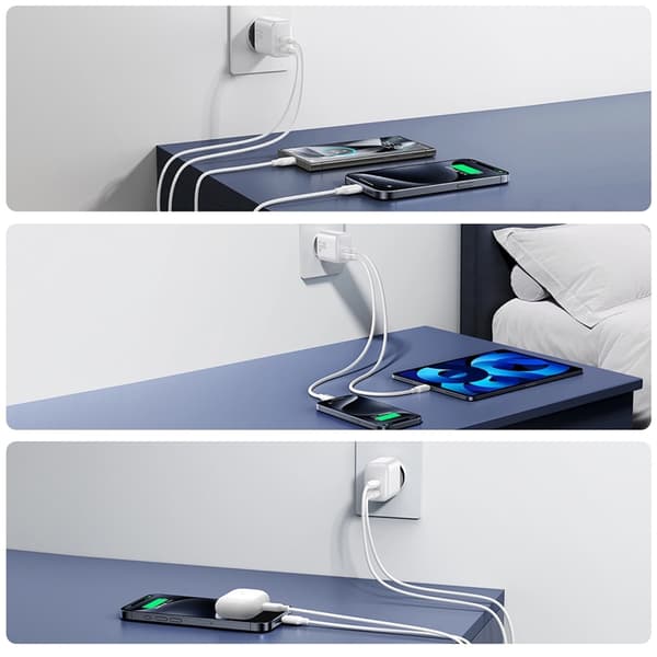 Joyroom Hurtigoplader 20W 2xUSB-C PD QC 3.0 - Hvid Vit