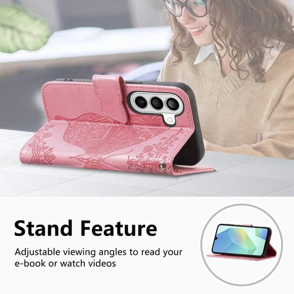 Plånboksfodral för Samsung Galaxy S26 Plus Konstläder med rem - Rosa