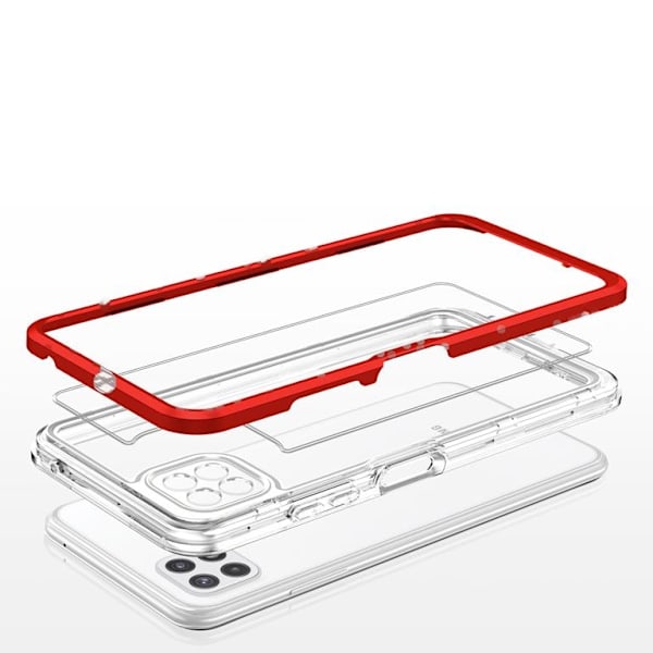 Galaxy A22 5G Skal Clear 3in1 - Röd