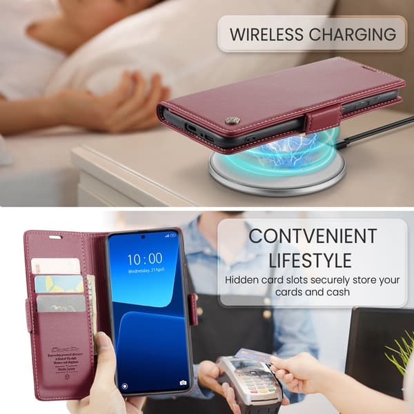 CASEME Xiaomi 13 Pro 5G Plånboksfodral Konstläder RFID-Skydd Röd