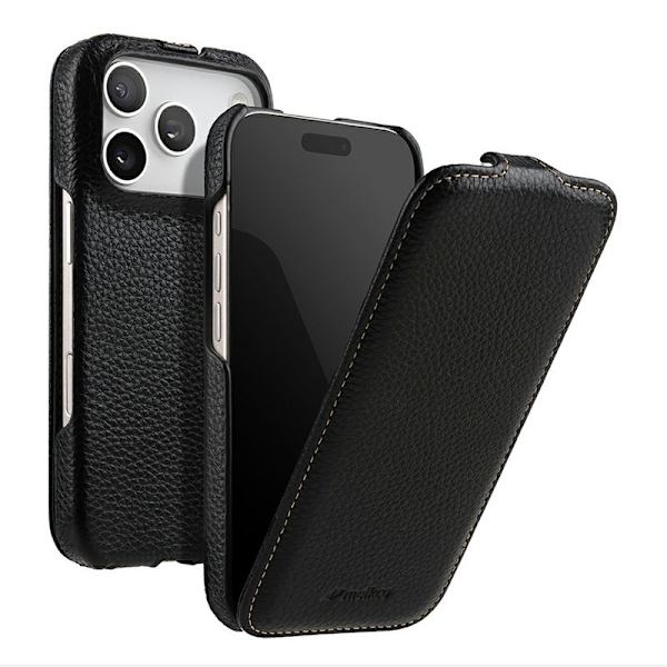 MELKCO Mobilskal till iPhone 17 Pro Max Äkta Läder + PC - Svart