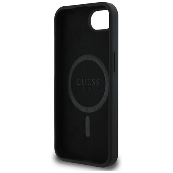 Guess Mobilskal till iPhone 16e MagSafe Silikon Script Metal Logo