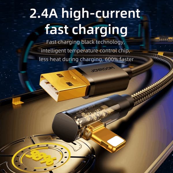 Joyroom Angled USB-A till Lightning kabel 1.2m - Blå Blå
