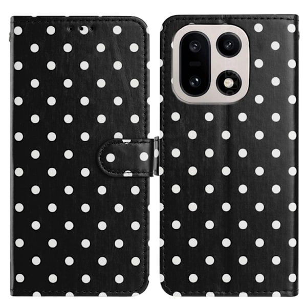 OnePlus 15 5G Plånboksfodral Polka Dot Pattern Konstläder Svart