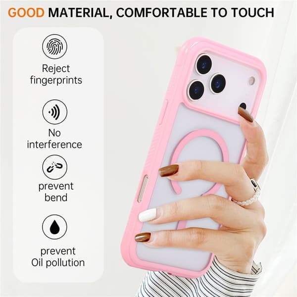 Mobilskal till iPhone 17 Pro Max MagSafe TPU+PC Transparent - Rosa Rosa